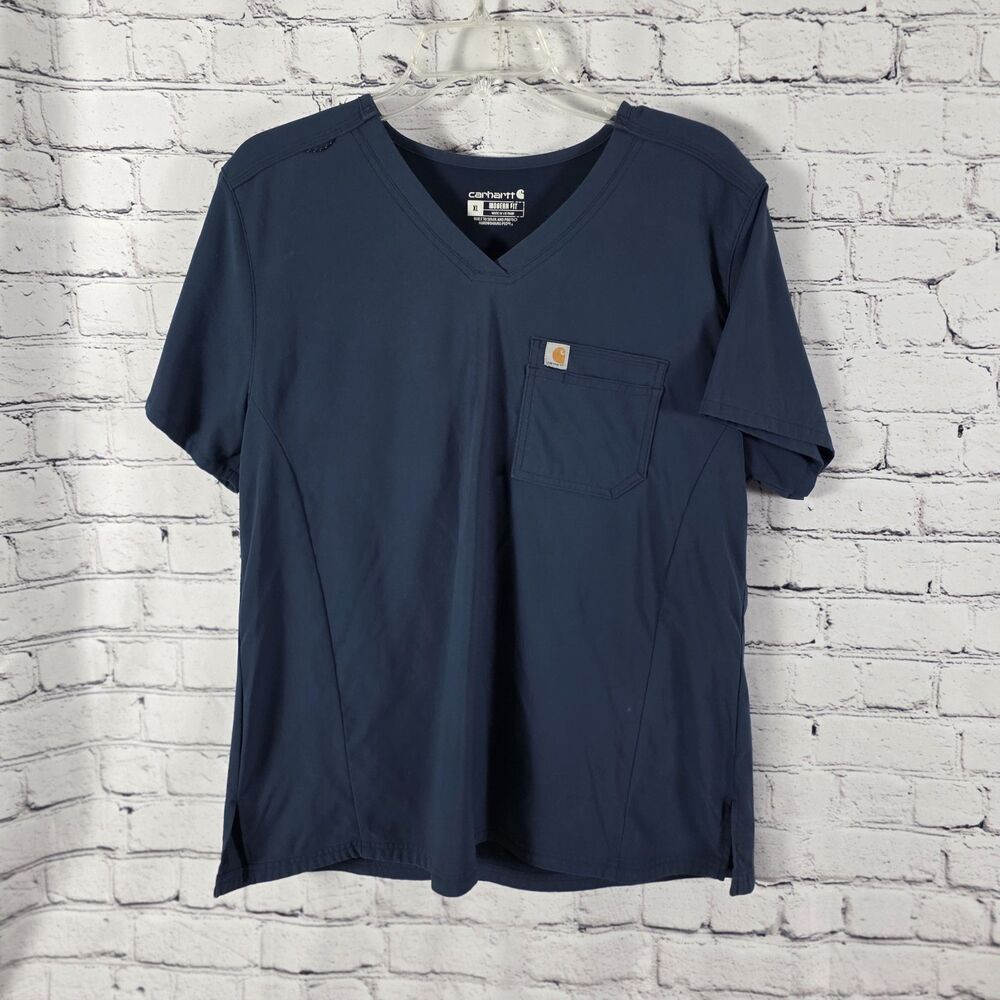 Carhartt Men's XL V-Neck T-Shirt Modern Fit Blue Pocket Casual